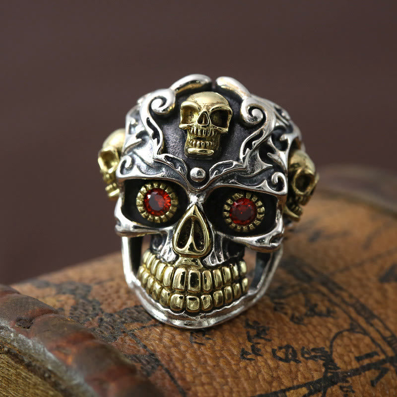 WorldNorse Gothic Dual Color Skull Inferno Ring - image 2