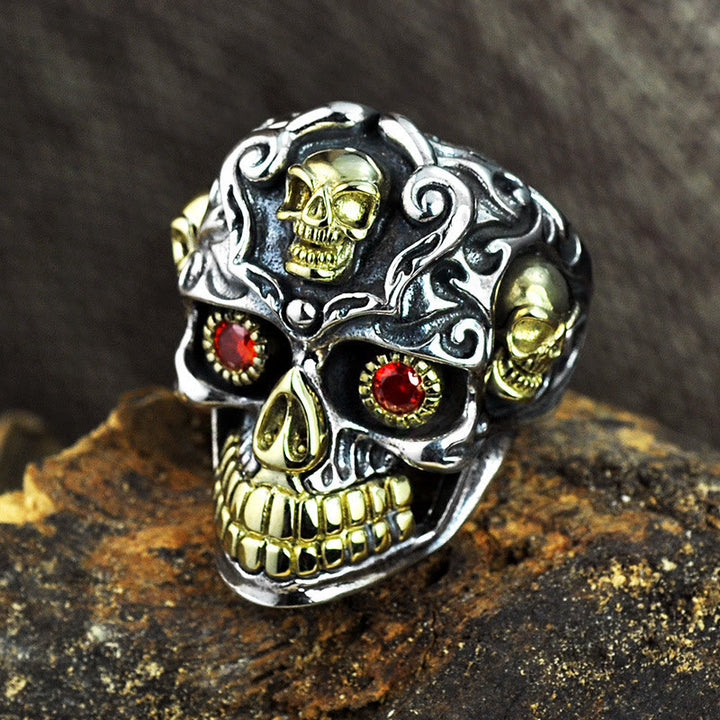 WorldNorse Gothic Dual Color Skull Inferno Ring - UK Size Z（US 13) - image 0