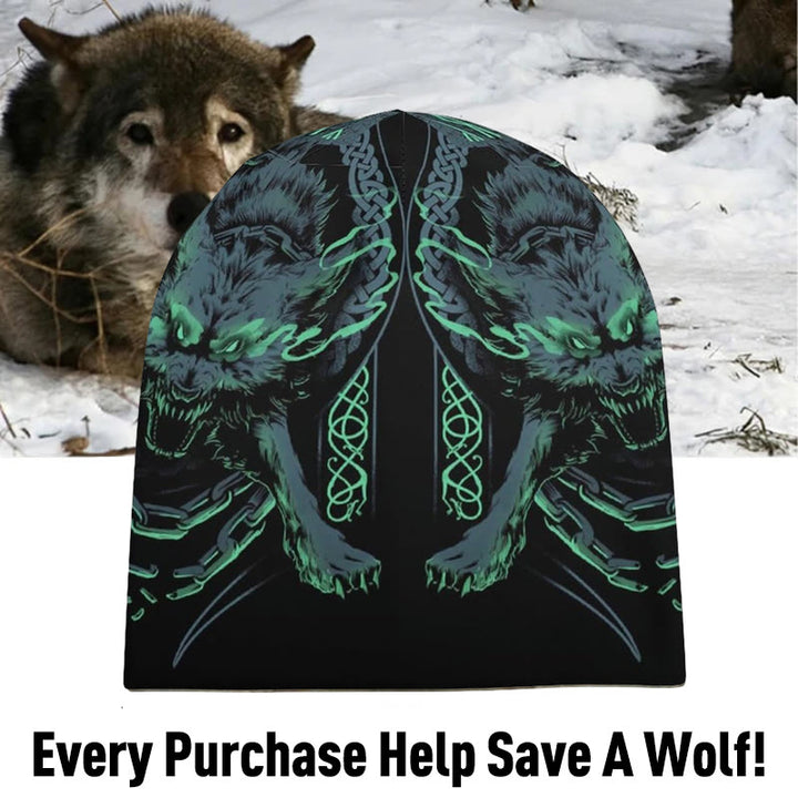 WorldNorse Celtic Knot Wolves Beanie - image 1