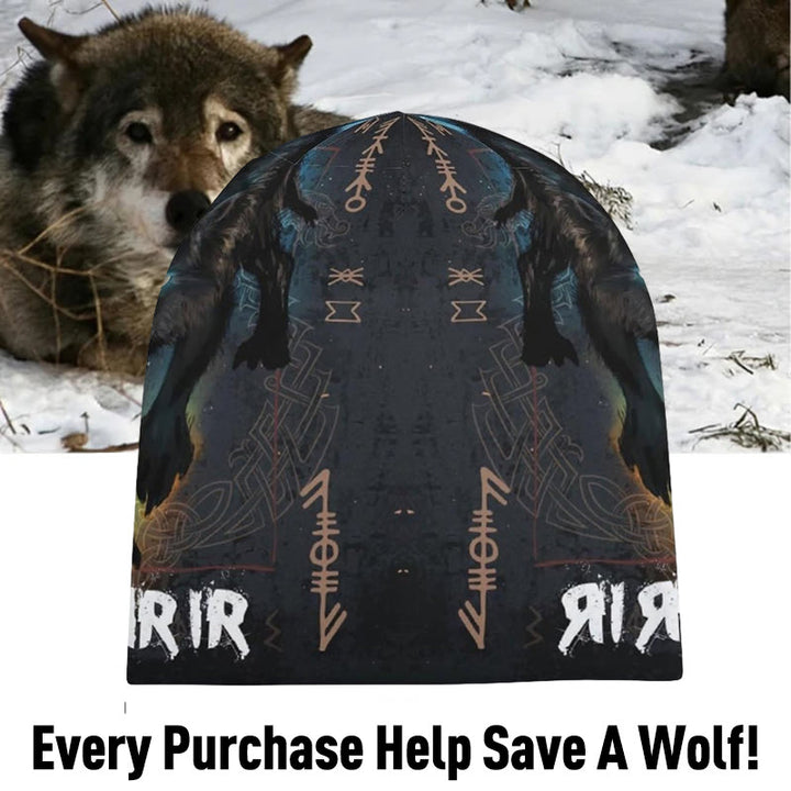 WorldNorse Fenrir With Viking Runes Beanie - image 1