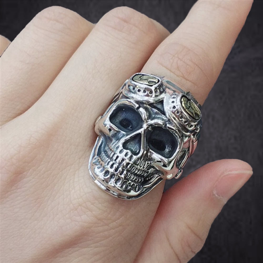 WorldNorse Skull Head With Pilot Glass Ring - image 1