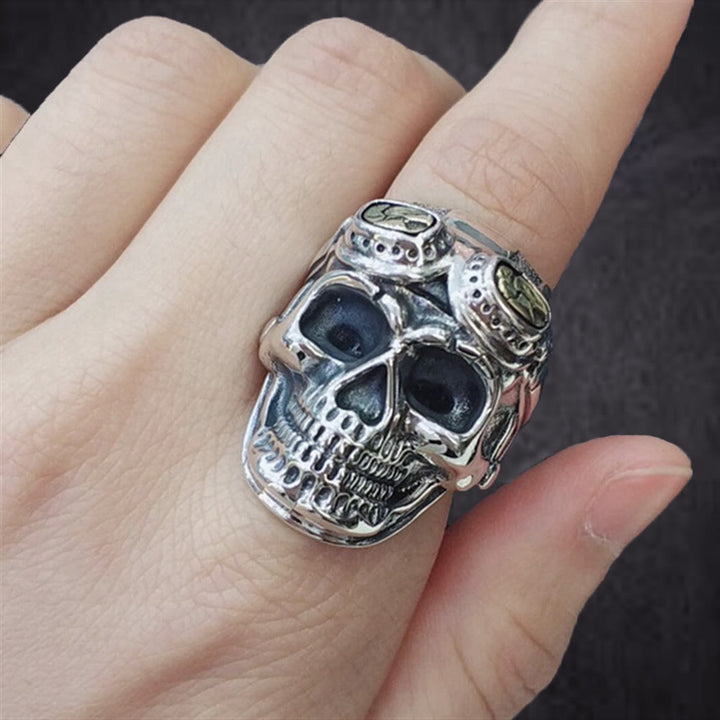 WorldNorse Skull Head With Pilot Glass Ring - image 1