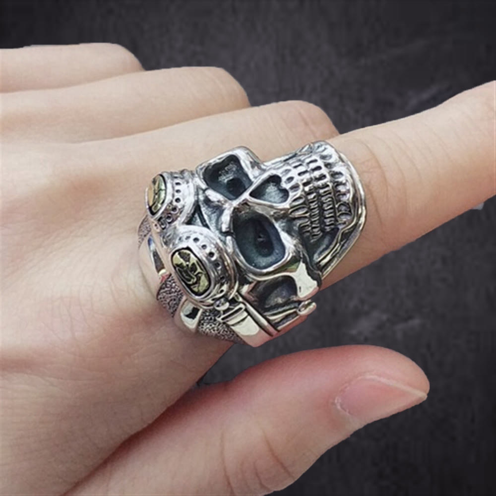 WorldNorse Skull Head With Pilot Glass Ring - image 2
