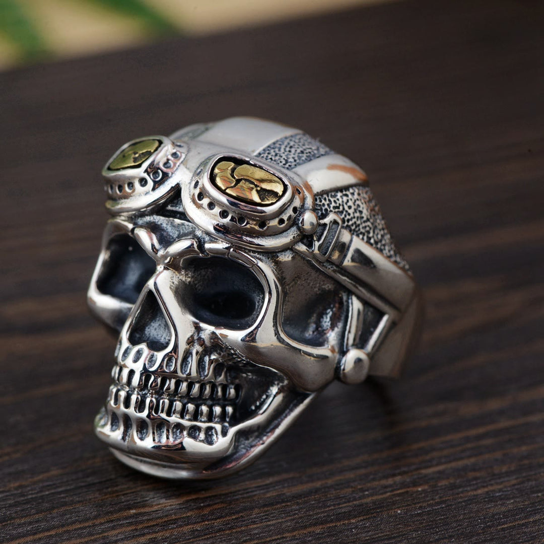 WorldNorse Skull Head With Pilot Glass Ring - image 3