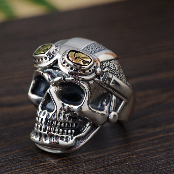 WorldNorse Skull Head With Pilot Glass Ring - image 3