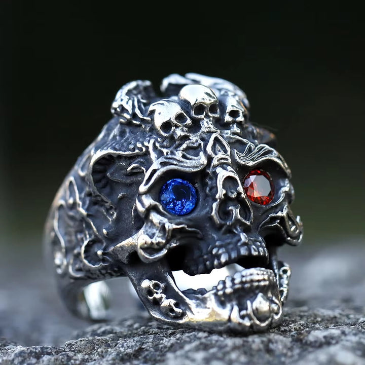 WorldNorse Gemstone Eyes Skull Biker Ring - UK Size Z（US 13) - image 0