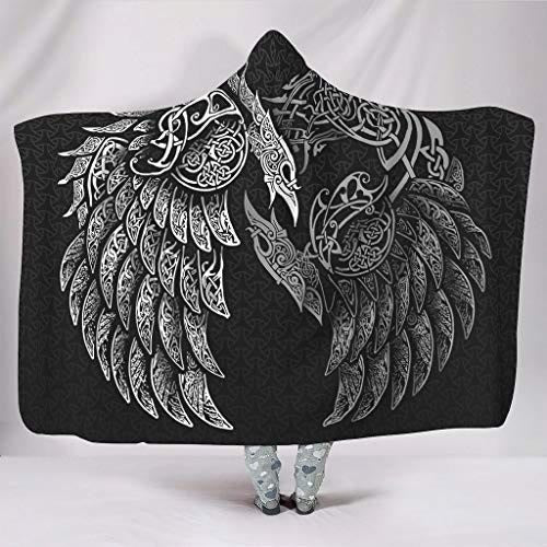 WorldNorse Raven Valknut Hooded Blanket - Wings - 150x200cm - image 6