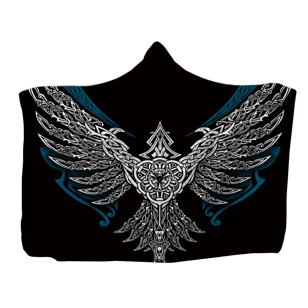 WorldNorse Raven Valknut Hooded Blanket - Raven - 150x200cm - image 5