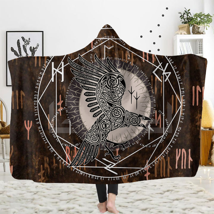 WorldNorse Raven Rune Hooded Blanket - Raven & Celtic Knot - 150x200cm - image 2