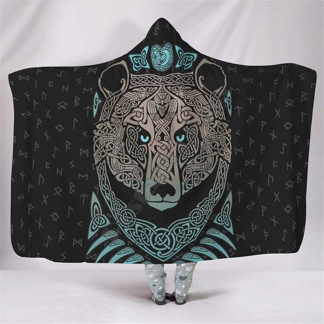 WorldNorse Celtic Knot Hooded Blanket - Viking Bear - 150x200cm - image 5