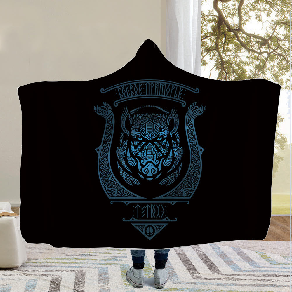 WorldNorse Wolves Rune Hooded Blanket - Rune & Beast - 150x200cm - image 6