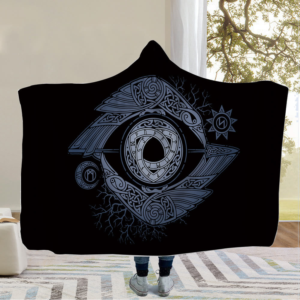 WorldNorse Wolves Rune Hooded Blanket - Raven Eye - 150x200cm - image 3