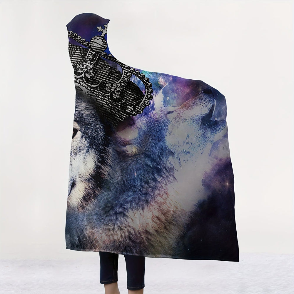 WorldNorse Crown Wolves Hooded Blanket - image 1