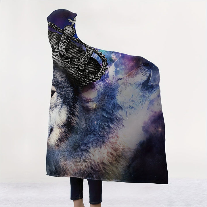WorldNorse Crown Wolves Hooded Blanket - image 1