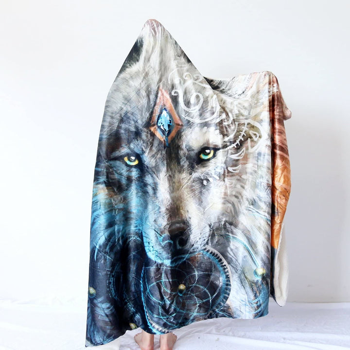 WorldNorse Moon Wolves Hooded Blanket - image 6