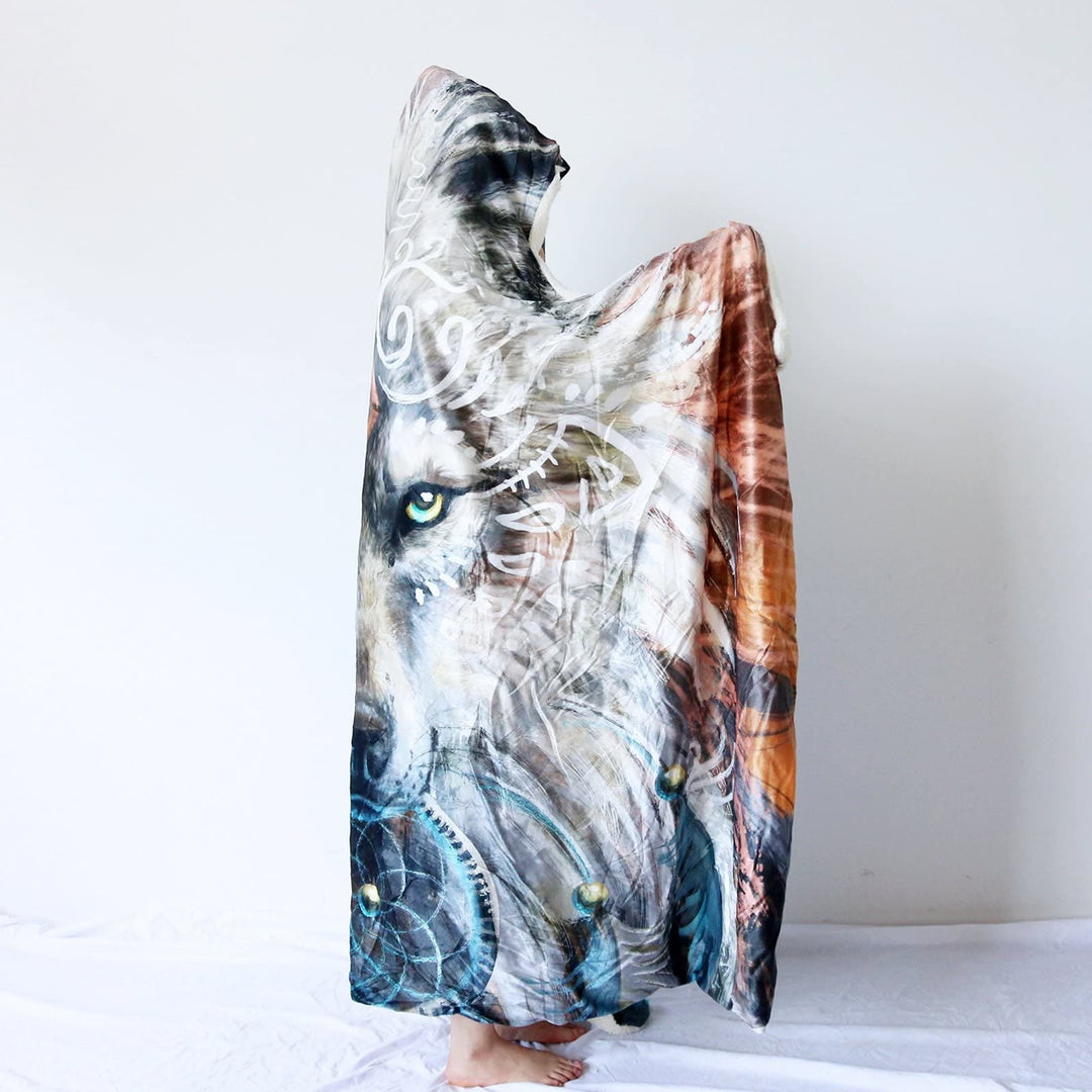 WorldNorse Moon Wolves Hooded Blanket - image 5
