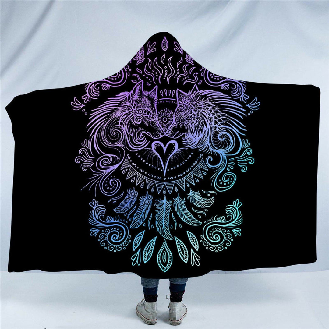 WorldNorse Moon Wolves Hooded Blanket - Ethereal Twin Wolves - 150x200cm - image 7