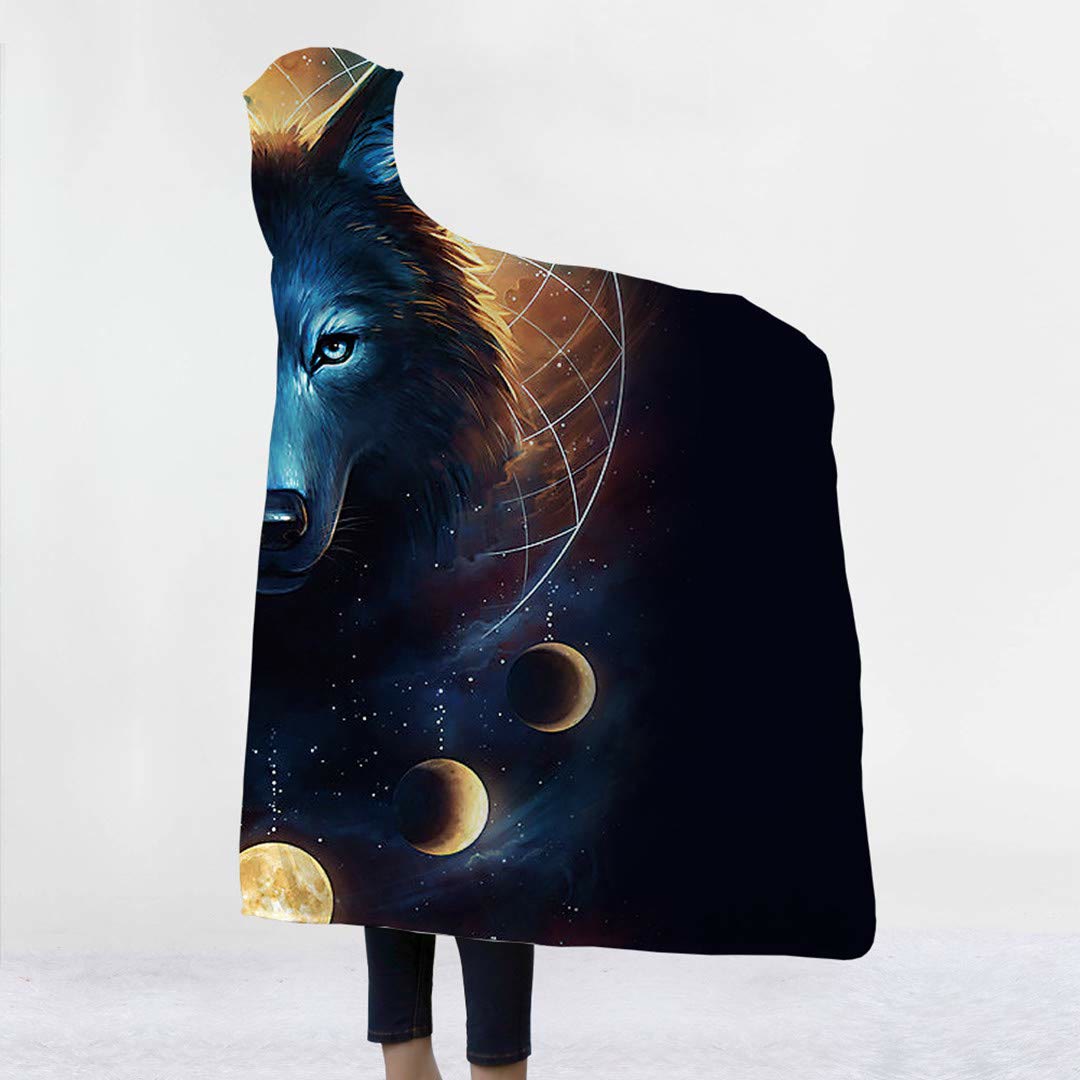 WorldNorse Galaxy Wolves Hooded Blanket - image 2