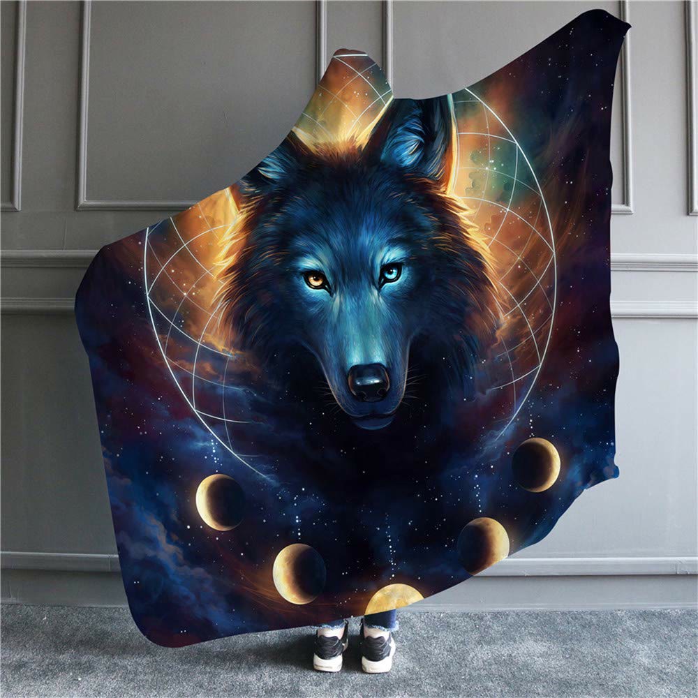 WorldNorse Galaxy Wolves Hooded Blanket - image 1