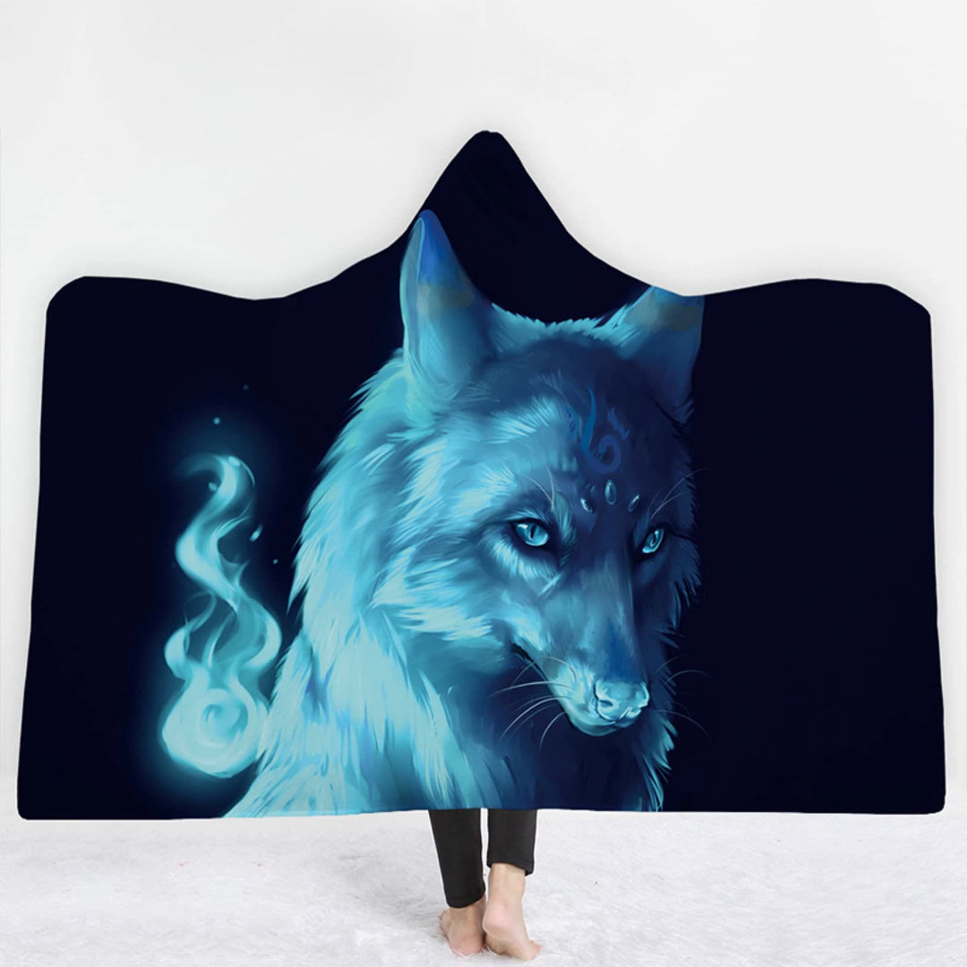 WorldNorse Mystic Wolves Hooded Blanket - Flaming Wolf - 150x200cm - image 7