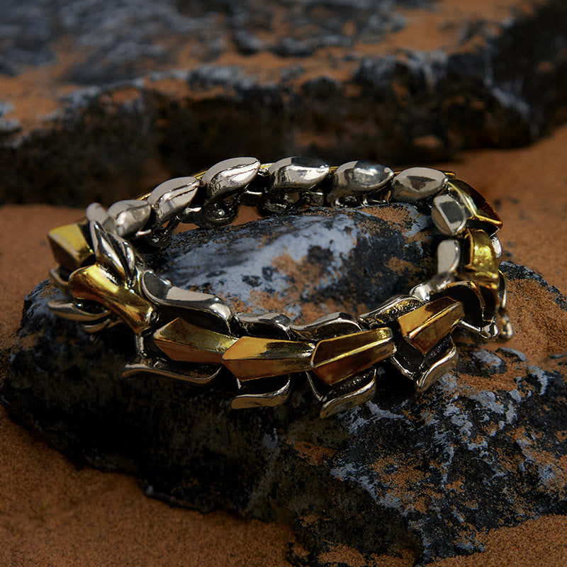 WorldNorse The Midgard Serpent - Stainless Steel Bracelet - Silver + Gold Dragon 14mm - 23cm - image 6