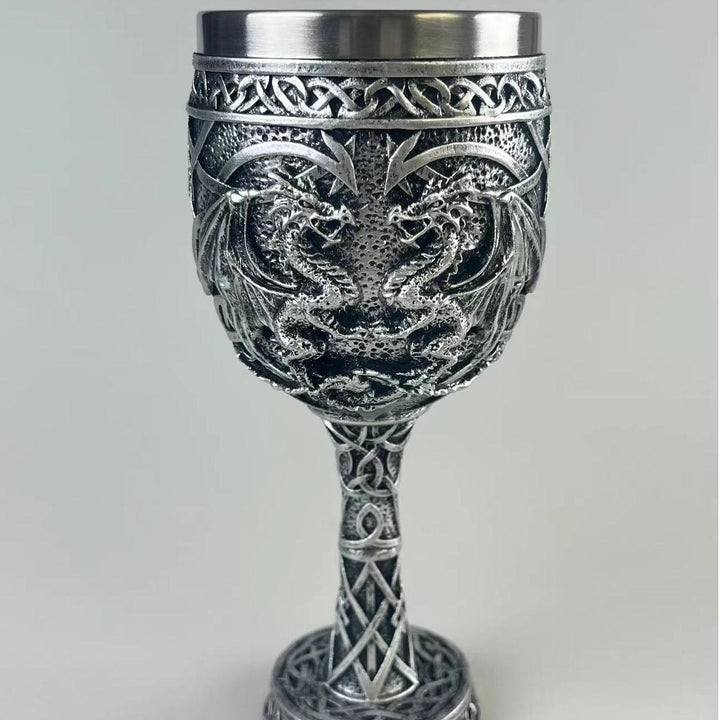 WorldNorse Celtic Knot Double Dragon Goblet - Silver - image 8