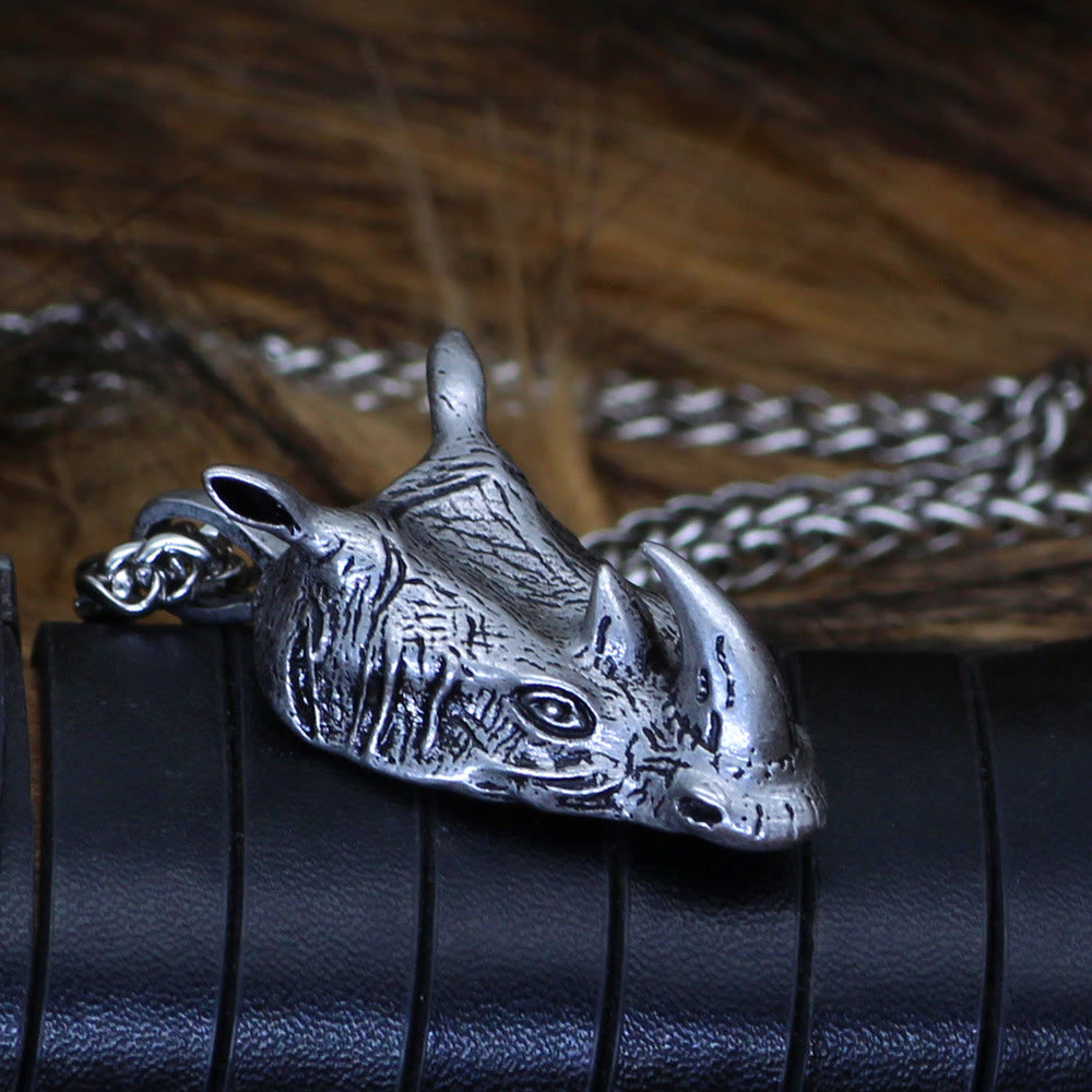 WorldNorse Rhino Head Animal Necklace - image 1