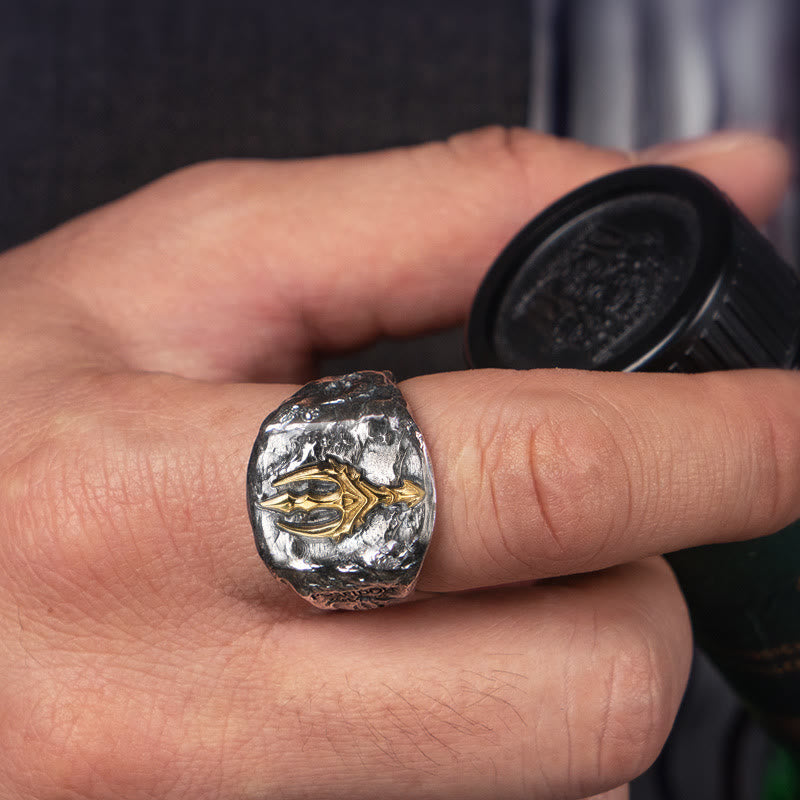 WorldNorse Vintage Poseidon Trident Adjustable Ring - image 1