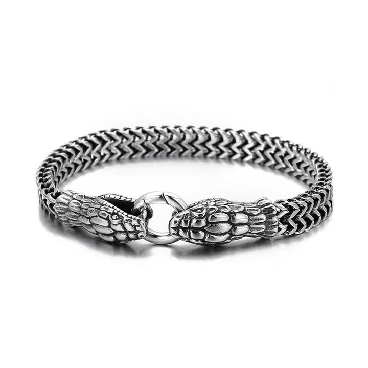 WorldNorse Double Snake Head Men Bracelet