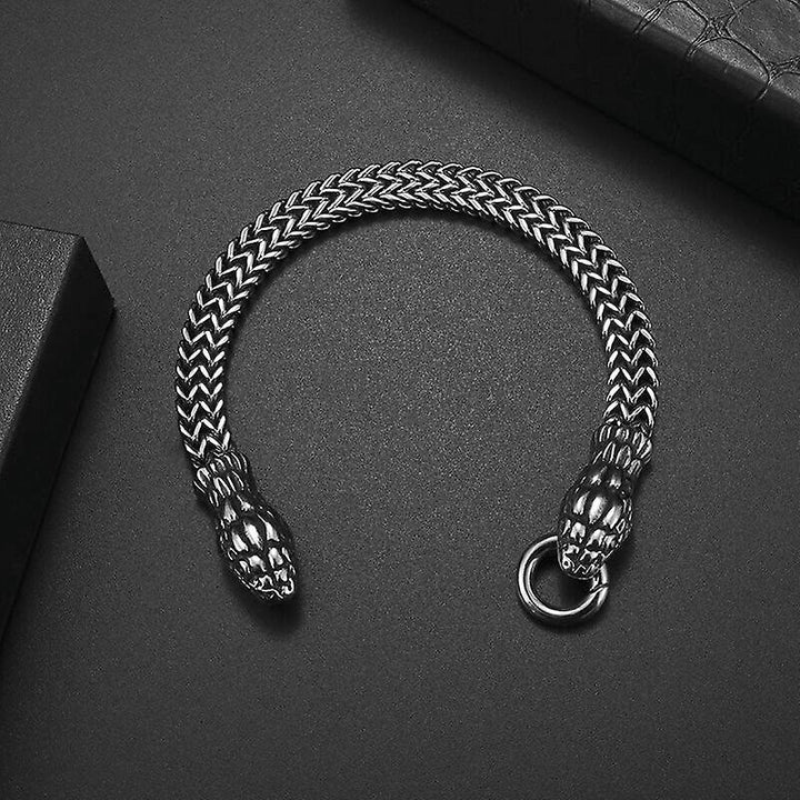 WorldNorse Double Snake Head Men Bracelet