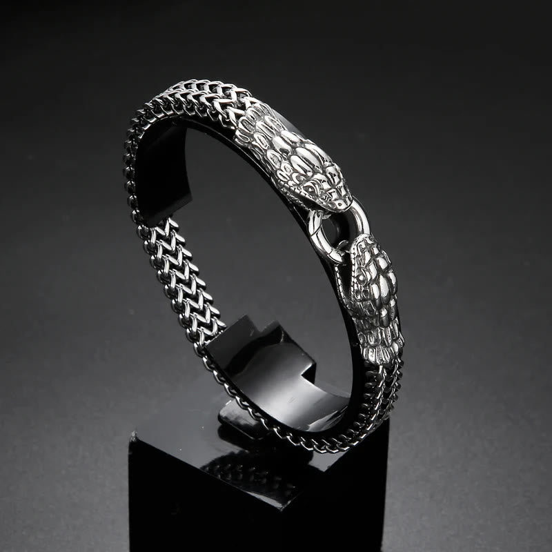 WorldNorse Double Snake Head Men Bracelet