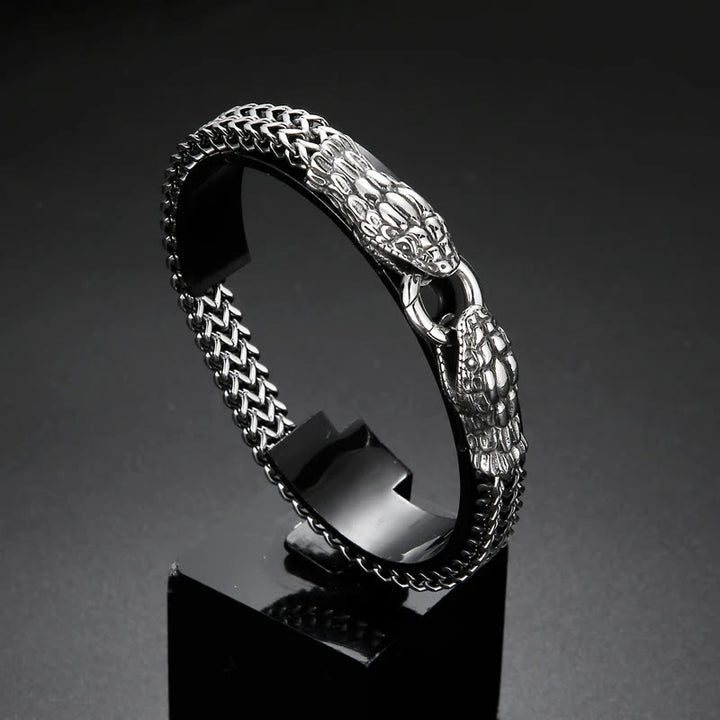 WorldNorse Double Snake Head Men Bracelet