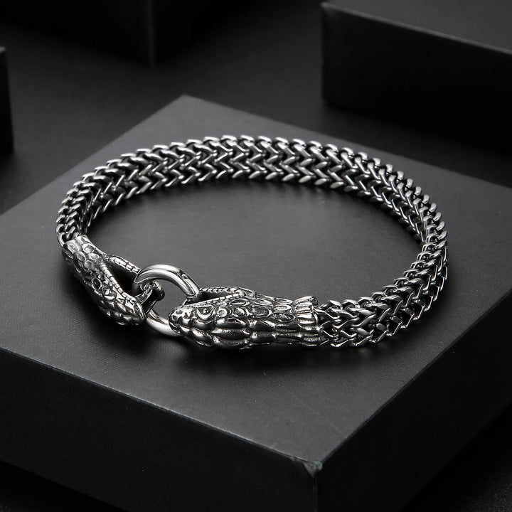 WorldNorse Double Snake Head Men Bracelet