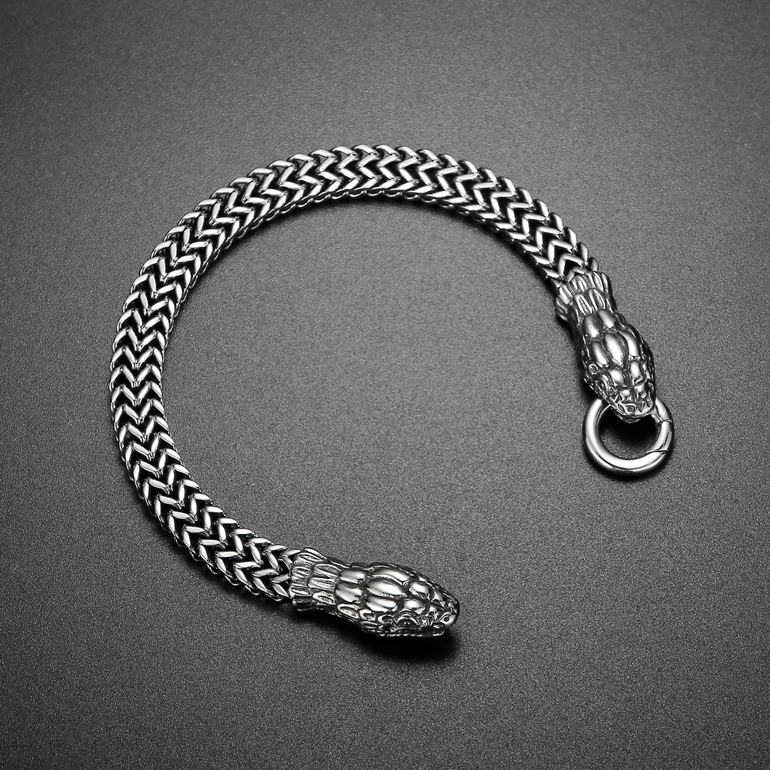 WorldNorse Double Snake Head Men Bracelet