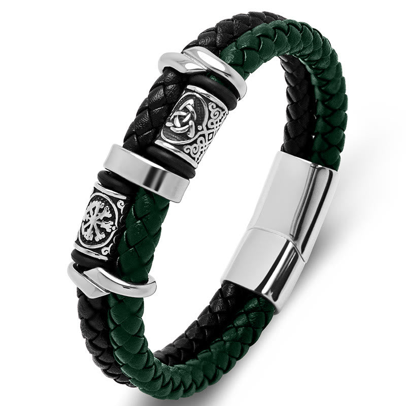 WorldNorse Celtic Knot And Viking Compass Stainless Steel Bracelet - Black+Green - 22.5cm - image 19