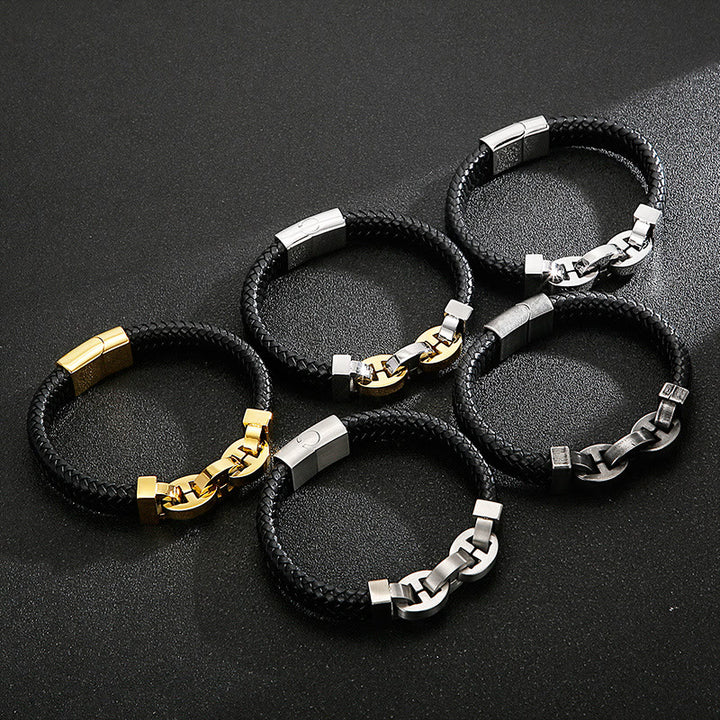 WorldNorse Steel Cuff Braided Leather Bracelet - image 12