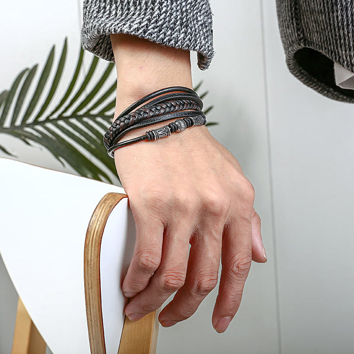 WorldNorse Mulit-Layer Magnetic Clasp Leather Bracelet - image 1