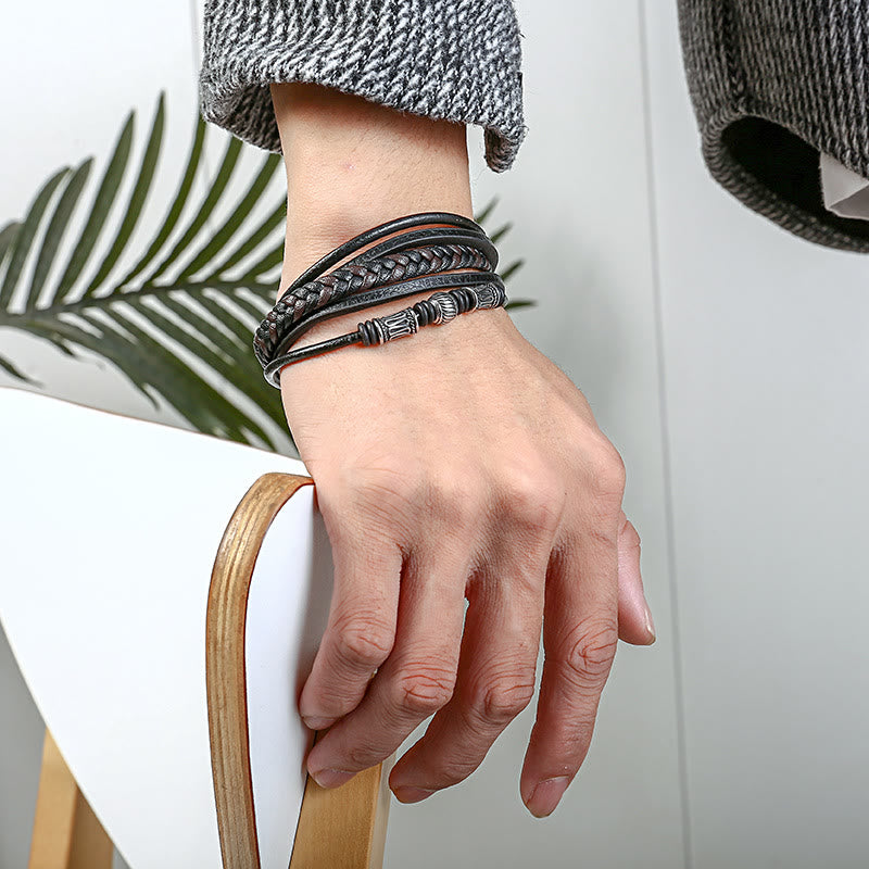 WorldNorse Mulit-Layer Magnetic Clasp Leather Bracelet