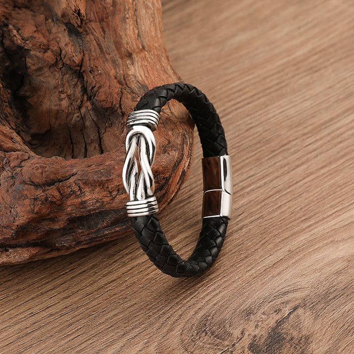 WorldNorse Infinity Stainless Steel Leather Braided Bracelet - image 4
