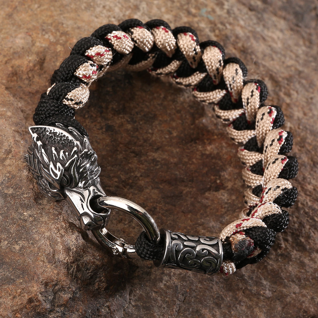 WorldNorse Viking Wolf Head Bear Braided Bracelet - image 2