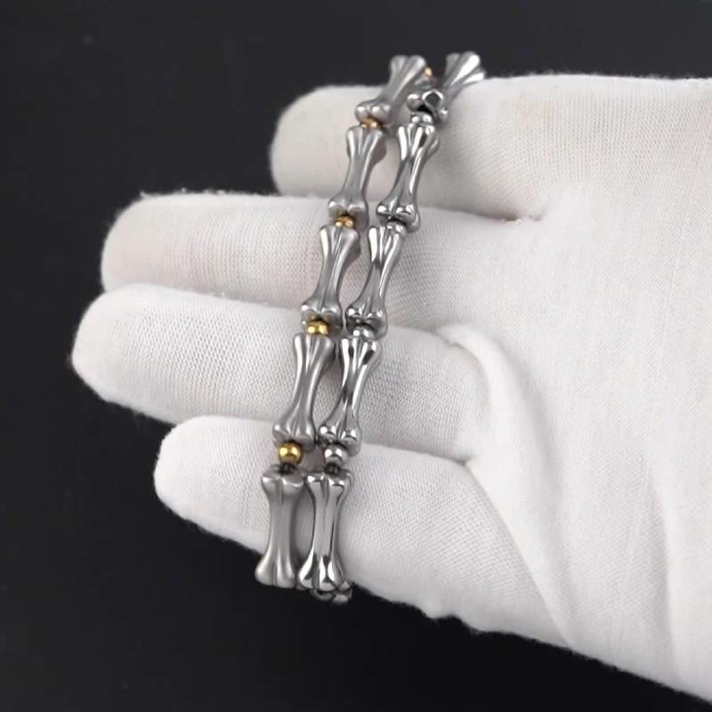 WorldNorse Stainless Steel Matte Bone Link Bracelet - image 3
