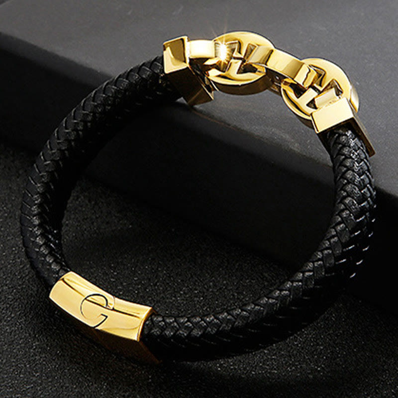 WorldNorse Steel Cuff Braided Leather Bracelet - image 5