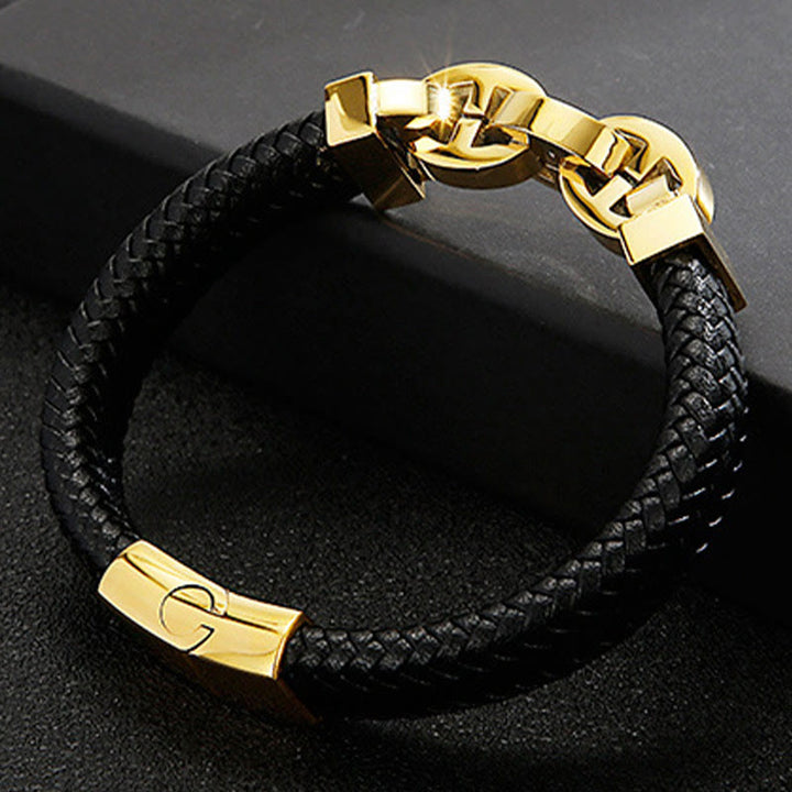 WorldNorse Steel Cuff Braided Leather Bracelet - image 5