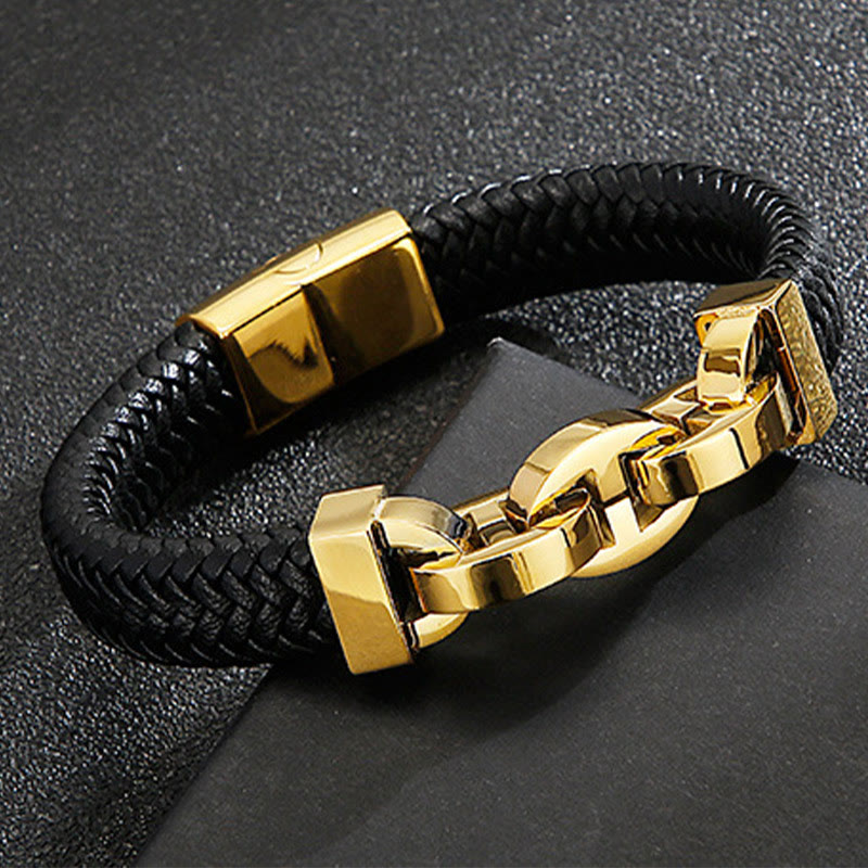 WorldNorse Steel Cuff Braided Leather Bracelet - image 4