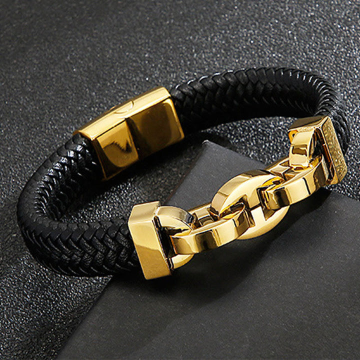 WorldNorse Steel Cuff Braided Leather Bracelet - image 4