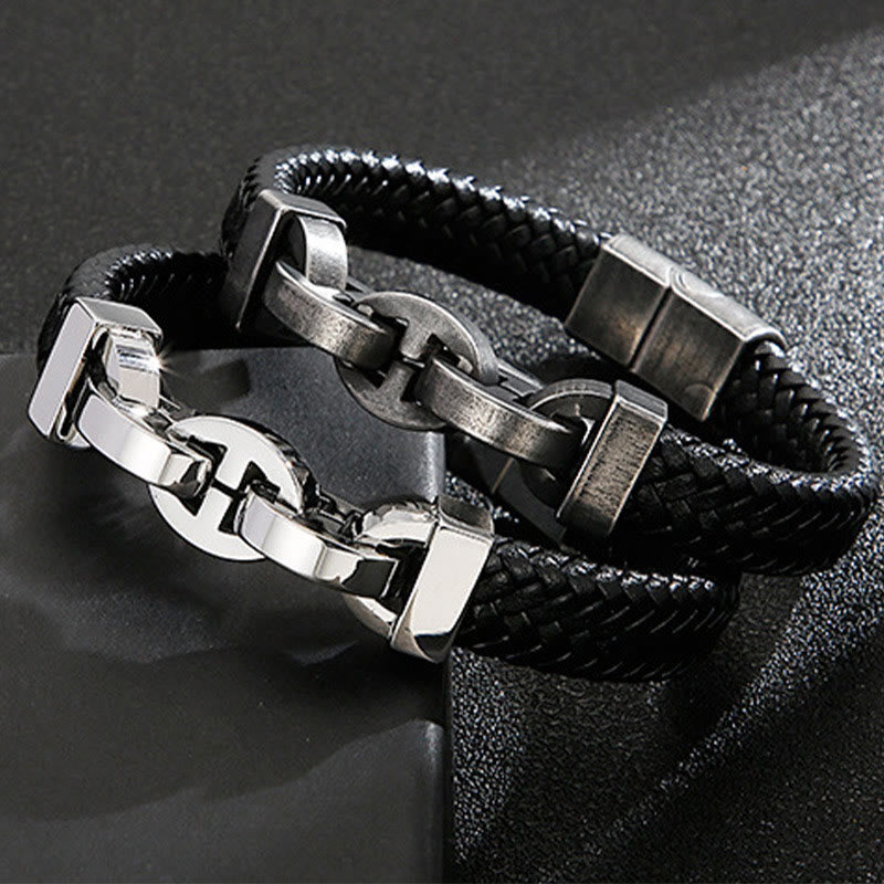 WorldNorse Steel Cuff Braided Leather Bracelet - image 10