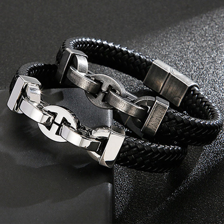 WorldNorse Steel Cuff Braided Leather Bracelet - image 10