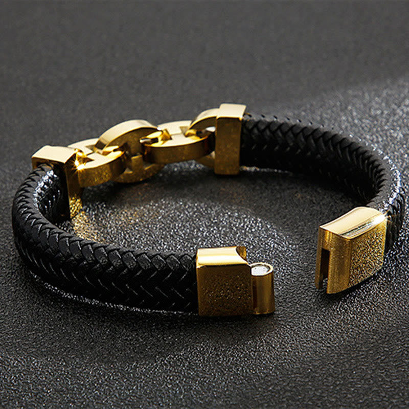 WorldNorse Steel Cuff Braided Leather Bracelet - image 7