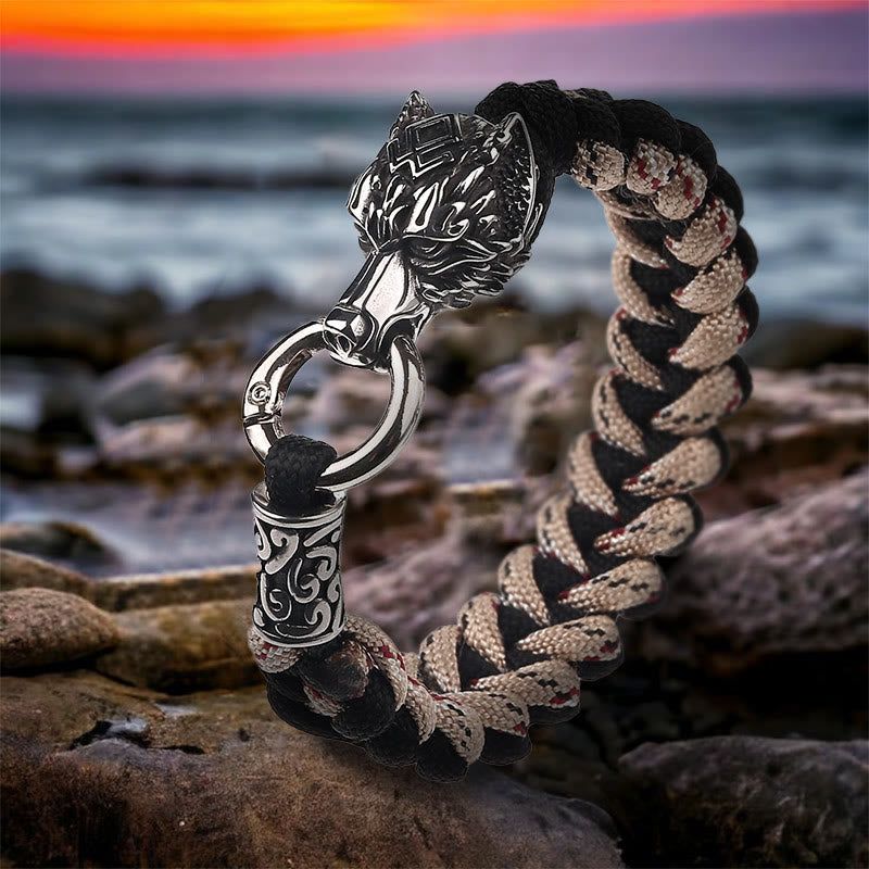 WorldNorse Viking Wolf Head Bear Braided Bracelet - image 1