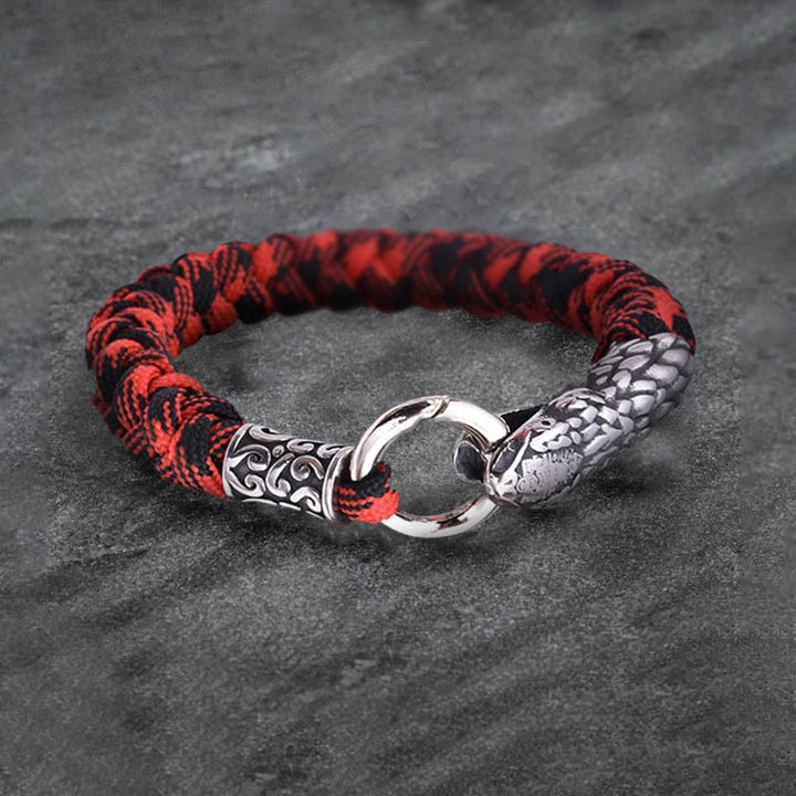 WorldNorse Jörmungandr Norse Snake Head Braided Bracelet - Camo Red - 23cm - image 4